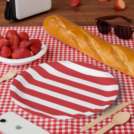 Rode en witte strepen papieren bordje (Picknick)