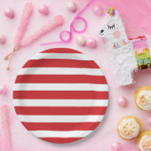 Rode en witte strepen papieren bordje (Feest)