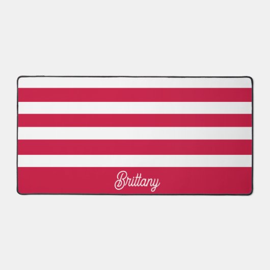 Rode en witte strepen patroon gepersonaliseerd bureaumat (Voorkant)