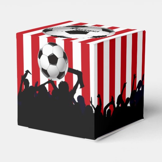 Rode en witte strepen Soccer Fans and football Bedankdoosjes (Achterkant)