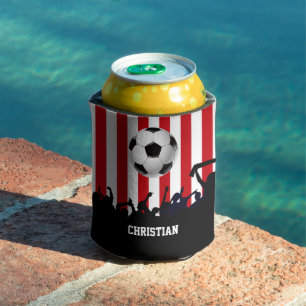 Rode en witte strepen Soccer Fans and football Blikjeskoeler