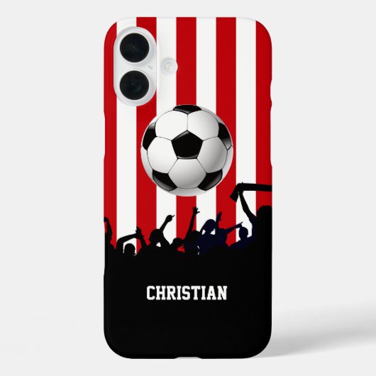 Rode en witte strepen Soccer Fans and football Case-Mate iPhone Case (Achterkant)