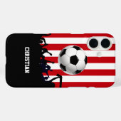 Rode en witte strepen Soccer Fans and football Case-Mate iPhone Case (Achterkant (horizontaal))