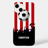 Rode en witte strepen Soccer Fans and football Case-Mate iPhone Case (Achterkant)