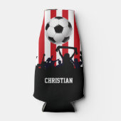 Rode en witte strepen Soccer Fans and football Flesjeskoeler (Voorkant)