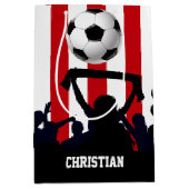 Rode en witte strepen Soccer Fans and football Medium Cadeauzakje (Voorkant)