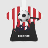 Rode en witte strepen Ventilatoren en Football Ornament (achterkant)