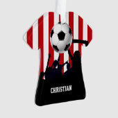 Rode en witte strepen Ventilatoren en Football Ornament (voorkant)