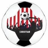 Rode en witte strepen Ventilatoren en Football Voetbal (Voorkant)