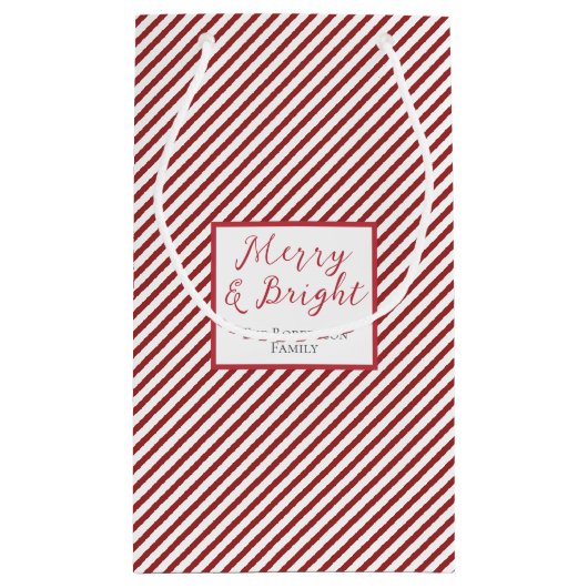 Rode en witte strepen vrolijk en helder klein cadeauzakje (Achterkant)