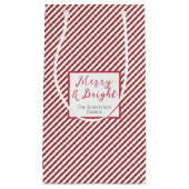 Rode en witte strepen vrolijk en helder klein cadeauzakje (Voorkant)