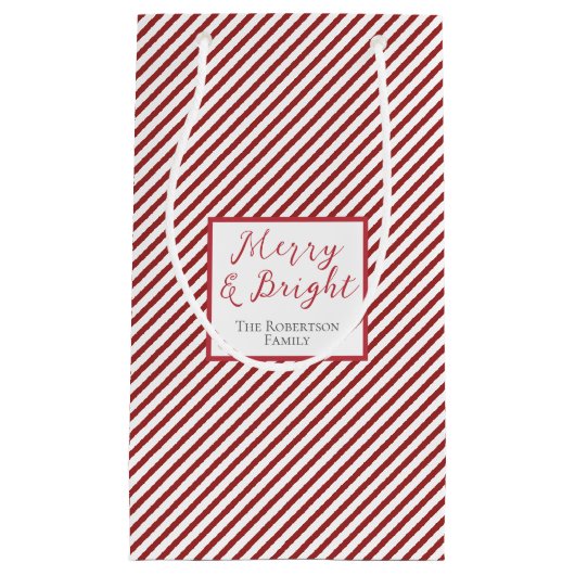 Rode en witte strepen vrolijk en helder klein cadeauzakje (Voorkant)