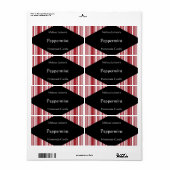 Rode en witte strepen Zeep of Kaarsenetiket Etiket (Full Sheet)