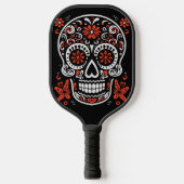 Rode en witte Suikerschedel Pickleball Paddle (Voorkant)