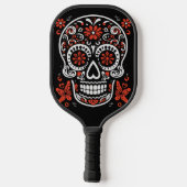 Rode en witte Suikerschedel Pickleball Paddle (Achterkant)