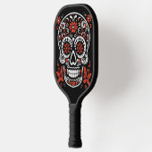 Rode en witte Suikerschedel Pickleball Paddle (Links)