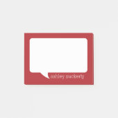 Rode en Witte Talk Bubble Persoonlijke Naam Post-it® Notes (Voorkant)