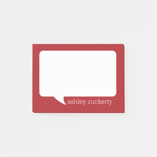 Rode en Witte Talk Bubble Persoonlijke Naam Post-it® Notes (Voorkant)