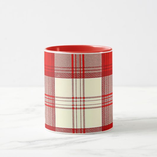 rode en witte tartan mok (Midden)