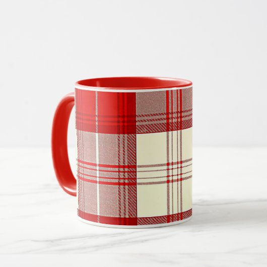 rode en witte tartan mok (Voorkant links)