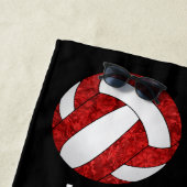 rode en witte teamkleuren Ik hou van volleybal gir Strandlaken (In situ)