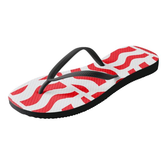 Rode en witte Teenslippers met Abstracte strepen (Schuin)