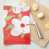  rode en witte theedoek met print (Quarter Fold)