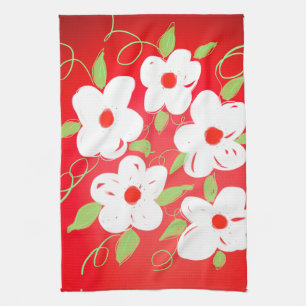 rode en witte theedoek met print