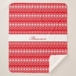 Rode en witte trui patroon gepersonaliseerd sherpa deken