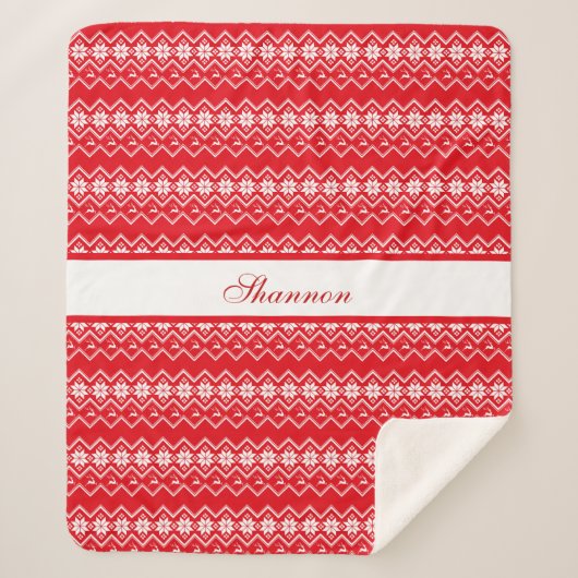 Rode en witte trui patroon gepersonaliseerd sherpa deken (Voorkant)