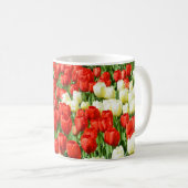 Rode en witte tulpen koffiemok (Voorkant rechts)