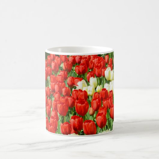 Rode en witte tulpen koffiemok (Center)