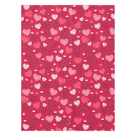 Rode en witte valentijnen Hoorspatroon Tablecloth Tafelkleed (Voorkant)