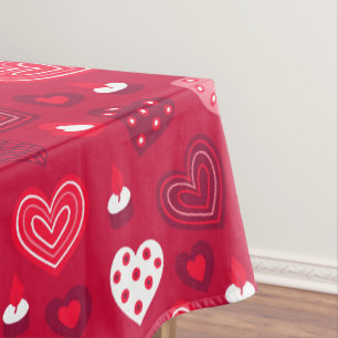 Rode en witte valentijnen Hoorspatroon Tablecloth Tafelkleed