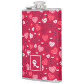 Rode en witte Valentijns hartenpatroon Heupfles (Links)