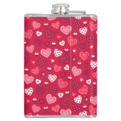 Rode en witte Valentijns hartenpatroon Heupfles (Achterkant)