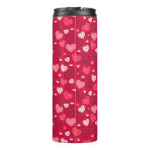 Rode en witte Valentijns hartenpatroon Thermosbeker (Achterkant)