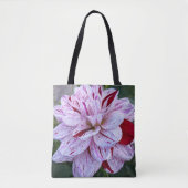 Rode en witte variëteiten Dahlia Bloom Floral Tote Bag (Voorkant)