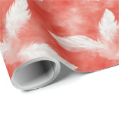 Rode en Witte Veerpatroon Bruids- Cadeaupapier (Rol Hoek)
