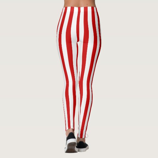 Rode en witte verticale strepen leggings (Achterkant)