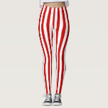 Rode en witte verticale strepen leggings<br><div class="desc">Wilde en Crazy Red en White Vertical Striped Leggings. Ideaal voor circusclowns, acrobaten, Halloween costumes, kerstelves en gewoon voor de lol.</div>