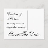 Rode en witte vetgedrukte letters Bewaar de datum  Aankondigingskaart (Achterkant)