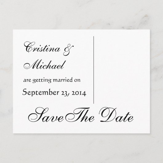 Rode en witte vetgedrukte letters Bewaar de datum  Aankondigingskaart (Achterkant)