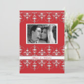 Rode en witte Victoriaans uitnodiging tot het wedu (Staand voorkant)