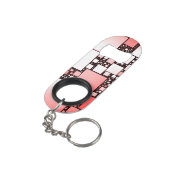 Rode en witte vierkante dansfles Opener Mini Flessenopener (Achterkant Gekanteld)