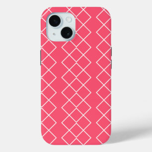 Rode en witte vierkante kettingen iPhone 15 case