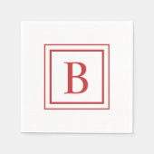 Rode en witte vierkante rand monogram servet (Voorkant)