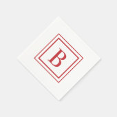 Rode en witte vierkante rand monogram servet (Hoek)