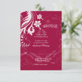 Rode en Witte Vintage Bloemen Bruiloft RSVP Kaart (Staand voorkant)