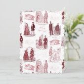 Rode en witte vintage mode Franse toile Kaart (Staand voorkant)